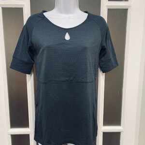 Elegant Charcoal Short Sleeve wool blend Top